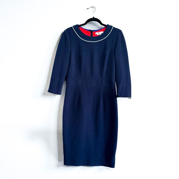 Boden Mia Ottoman Midi Dress Navy Blue Women's Size 8R - Picture 5 of 9